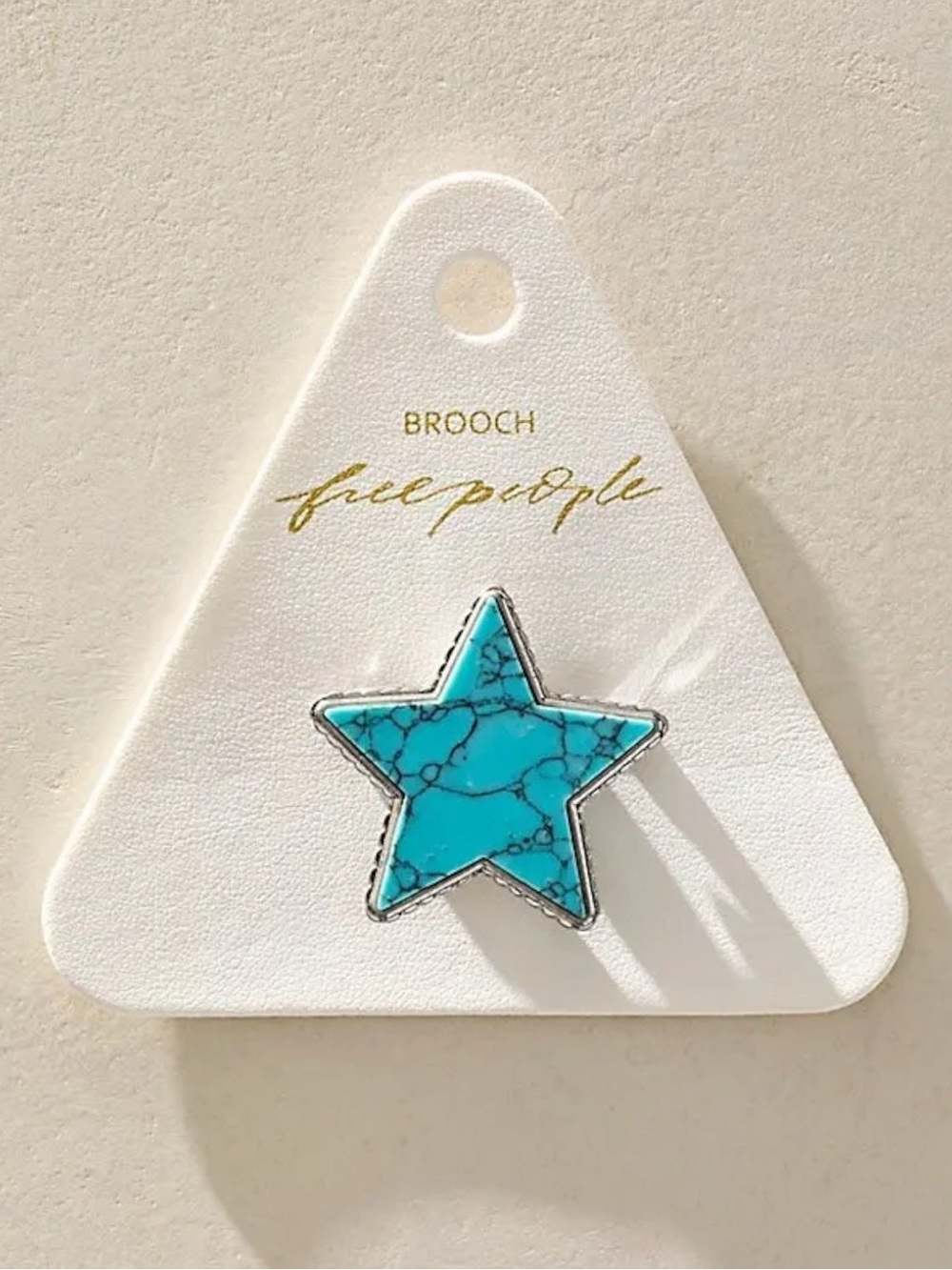Free People Western Bohemian Star Turquoise High Roller Brooch Rodeo Cowgirl NWT